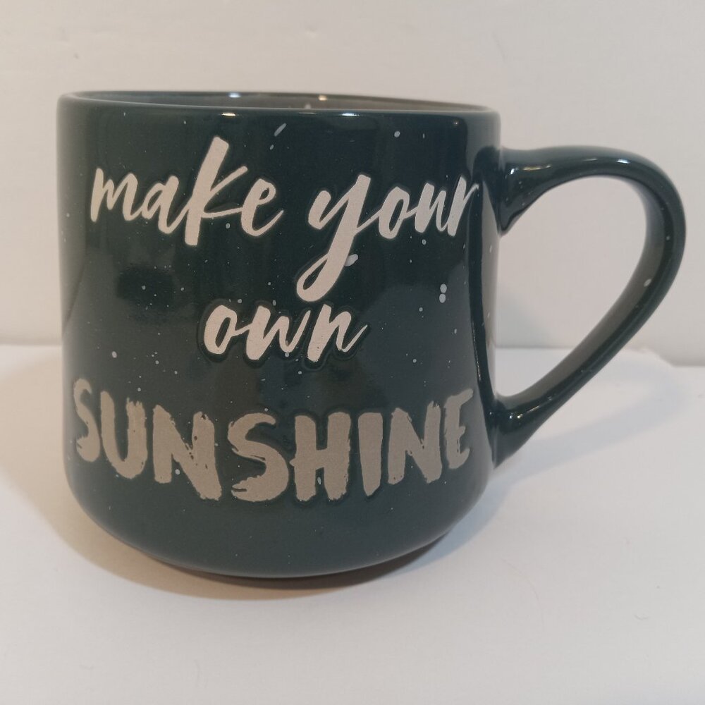 Sheffield Home Coffee Soup Mug Green White Sun In Rim "Make Your Own Sunshine"